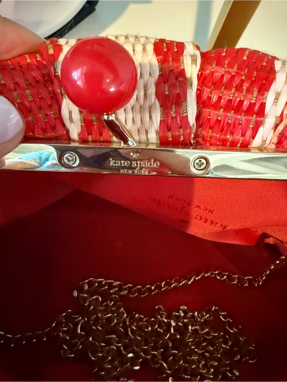 Kate spade scrunchy clutch, crossbody, like new condition - Picture 8 of 9